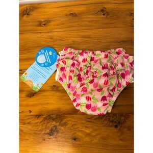 I Play Reusable Absorbent Swimsuit Diaper Pink‎ Floral Ruffle Toddler 24 Months